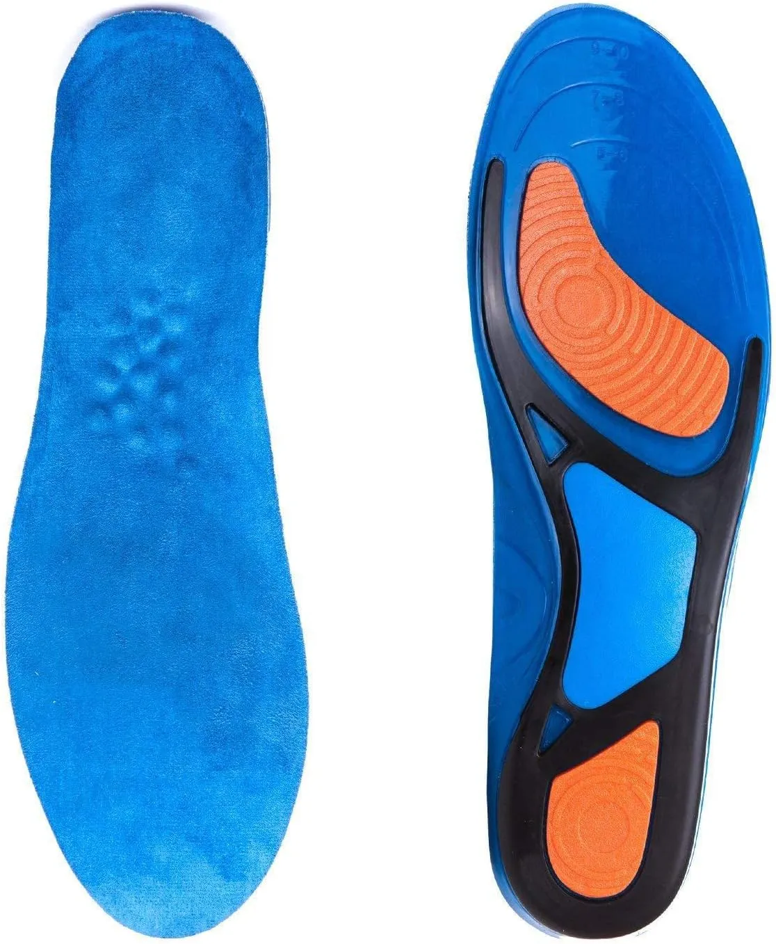 LLIMUE 2 Pieces Silicon Gel Shock Absorption Sport Insoles Breathable Plantar Fasciitis Orthopedic Insoles Massaging
