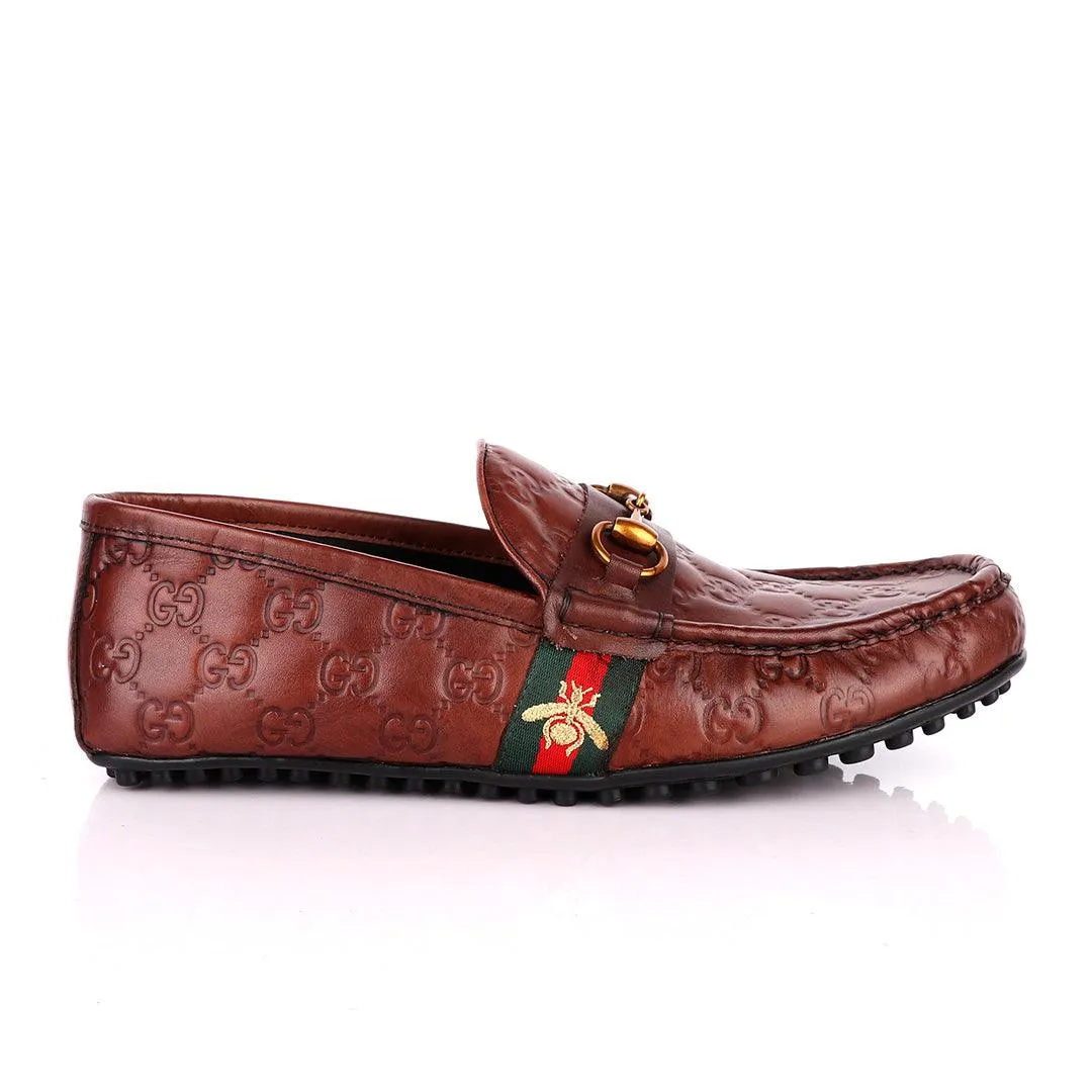 Logo Crested Brown Leather Drivers