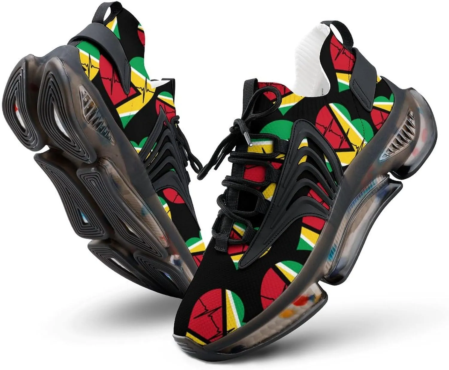 Love Guyana Heartbeat Walking Shoes for Men Lightweight Tennis Fashion Elastic Sports Shoes Cushion Basketball Shoes