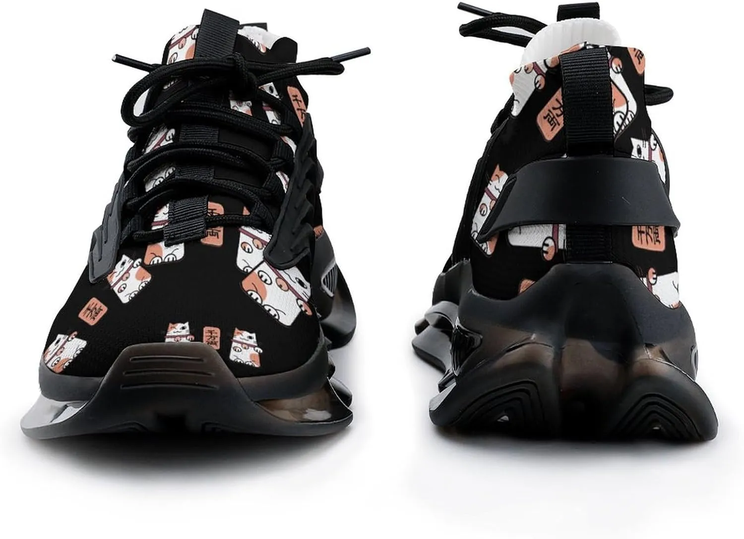 Lucky Cat Walking Shoes for Men Lightweight Tennis Fashion Elastic Sports Shoes Cushion Basketball Shoes