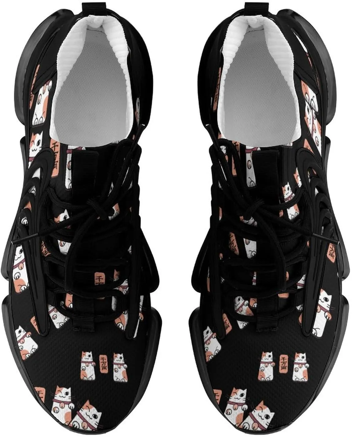 Lucky Cat Walking Shoes for Men Lightweight Tennis Fashion Elastic Sports Shoes Cushion Basketball Shoes