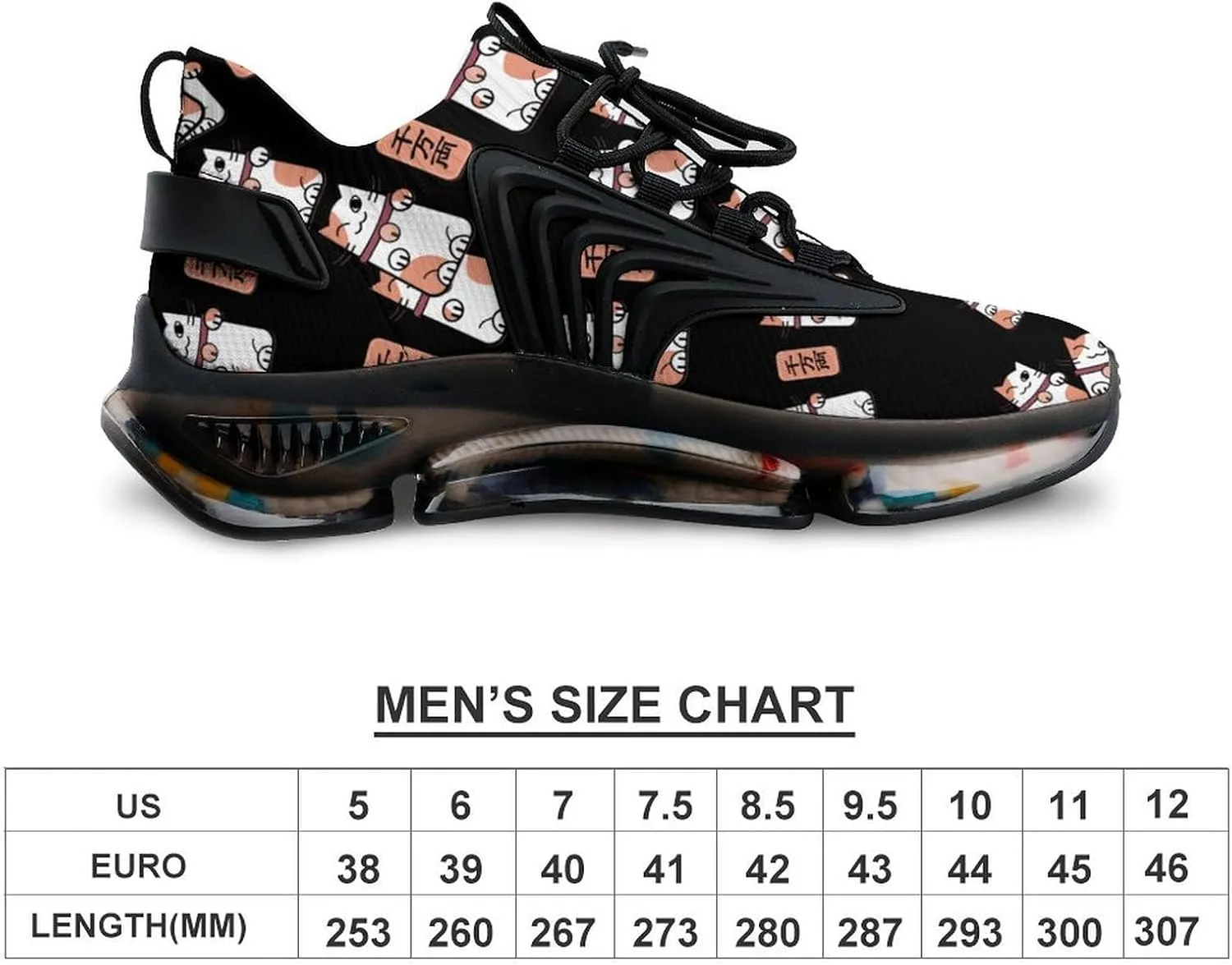 Lucky Cat Walking Shoes for Men Lightweight Tennis Fashion Elastic Sports Shoes Cushion Basketball Shoes