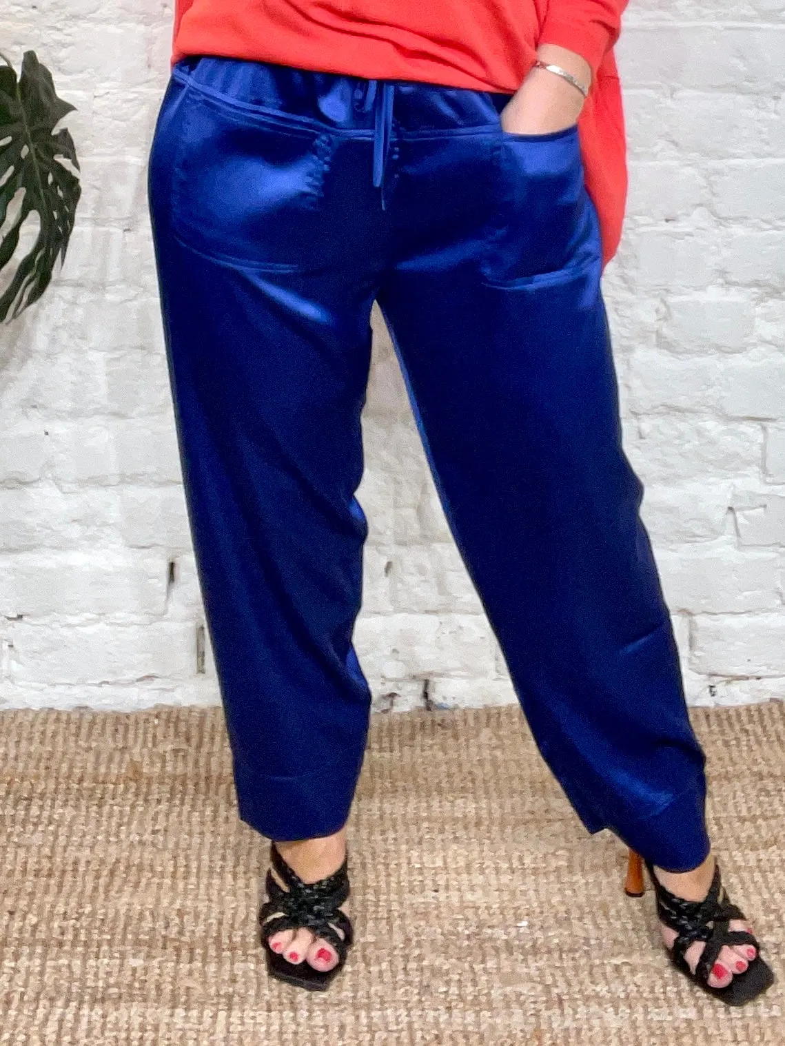 Malissa J Satin Fisherman Pocket Front Tie waist Trousers