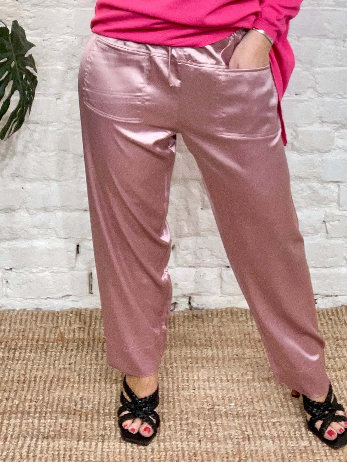 Malissa J Satin Fisherman Pocket Front Tie waist Trousers