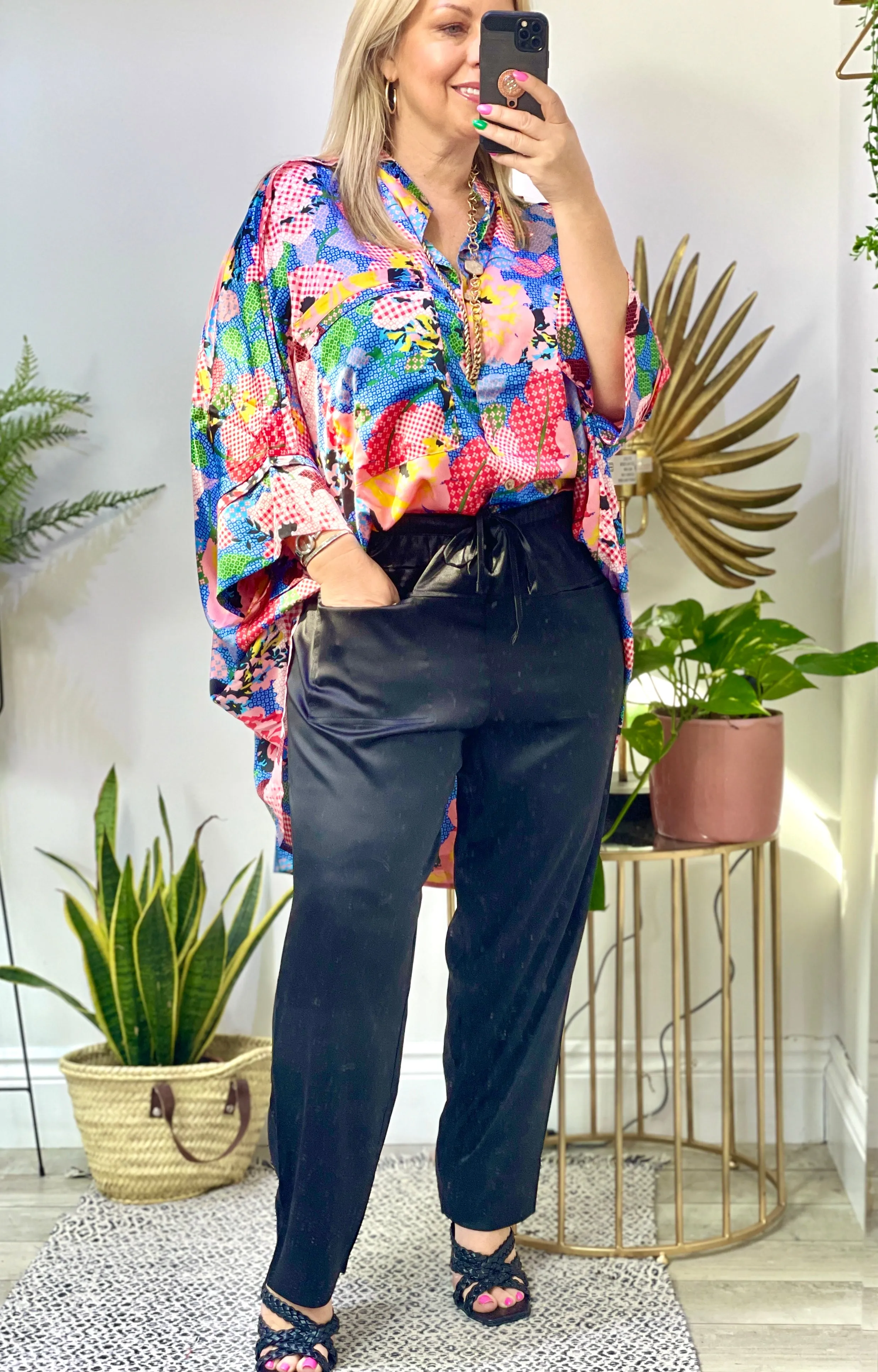 Malissa J Satin Fisherman Pocket Front Tie waist Trousers