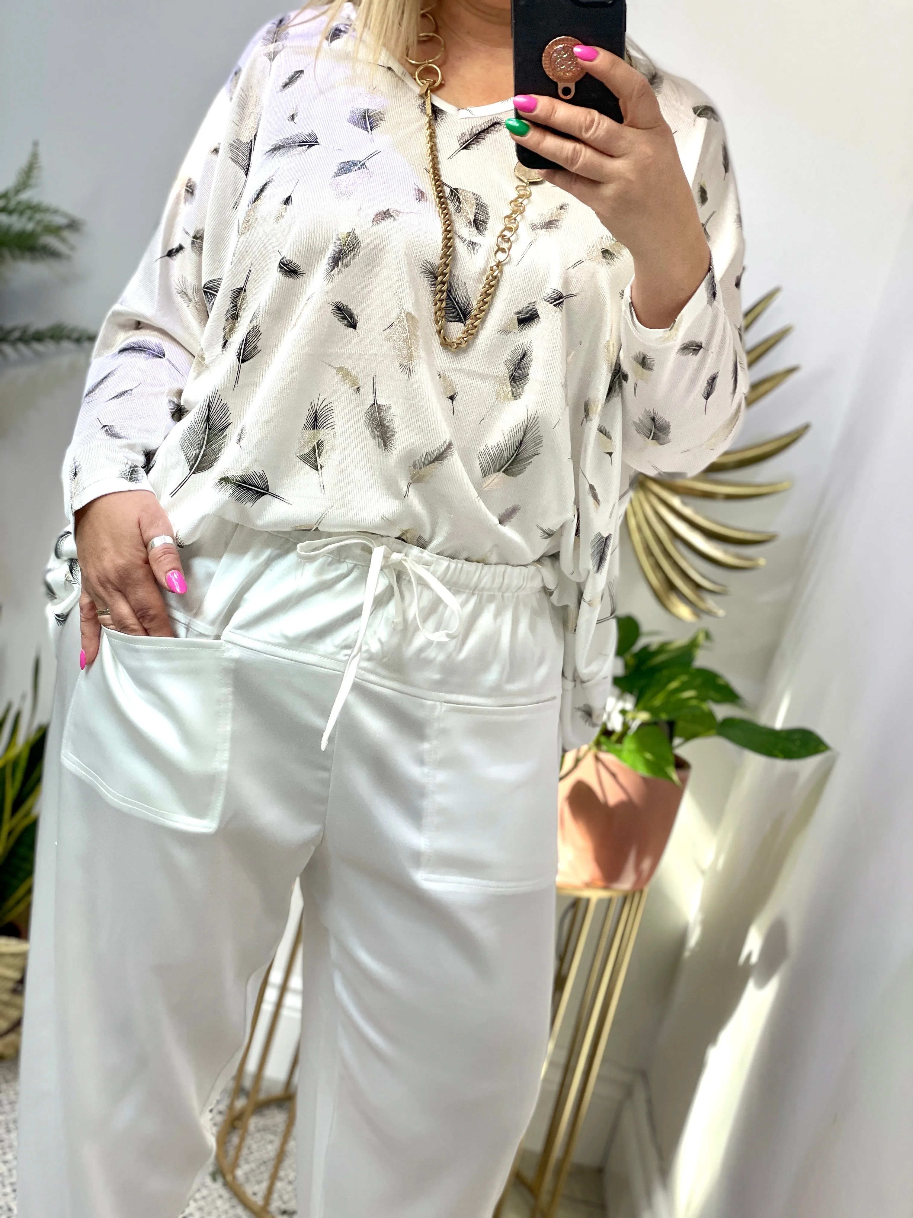 Malissa J Satin Fisherman Pocket Front Tie waist Trousers