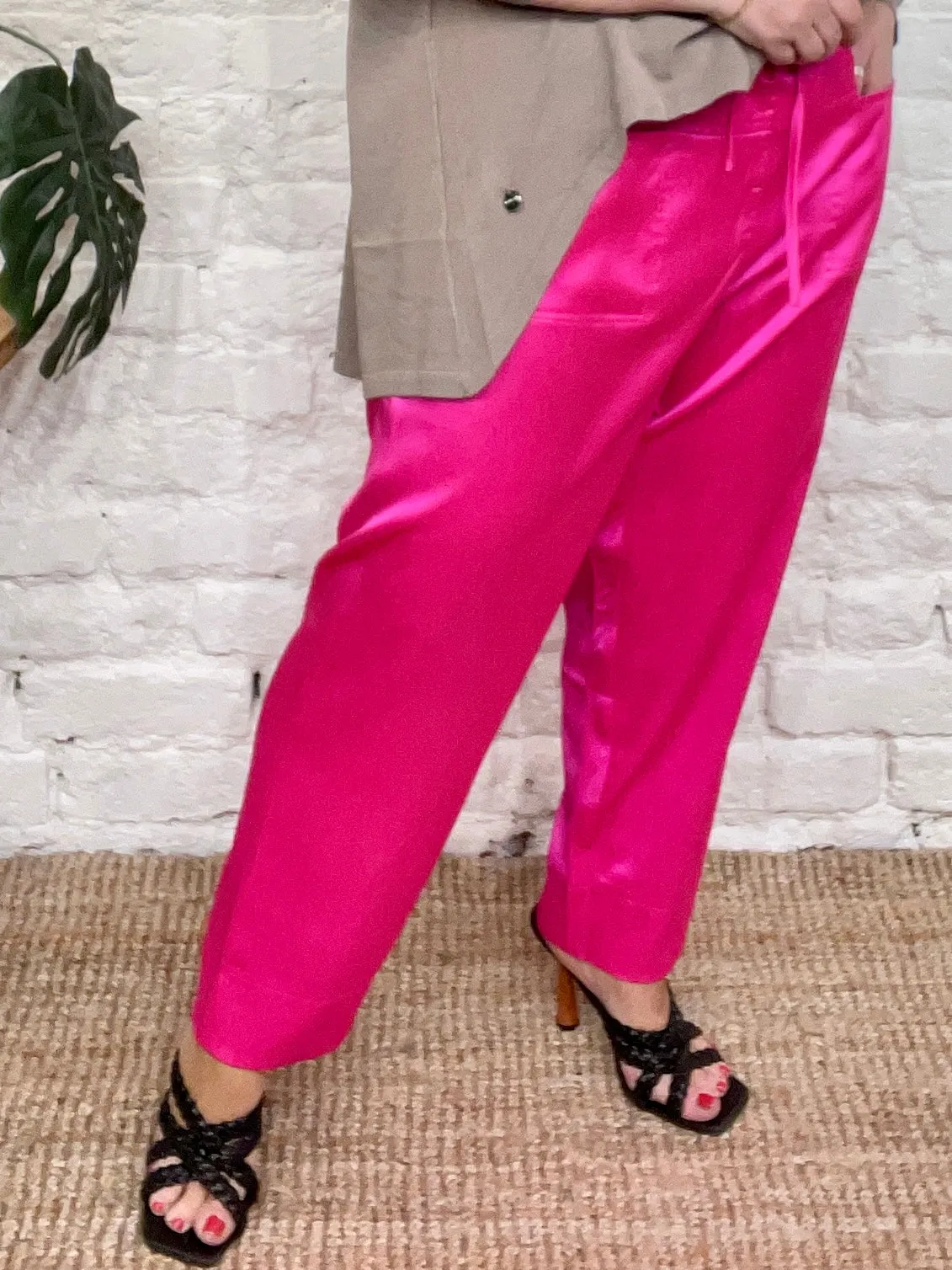 Malissa J Satin Fisherman Pocket Front Tie waist Trousers