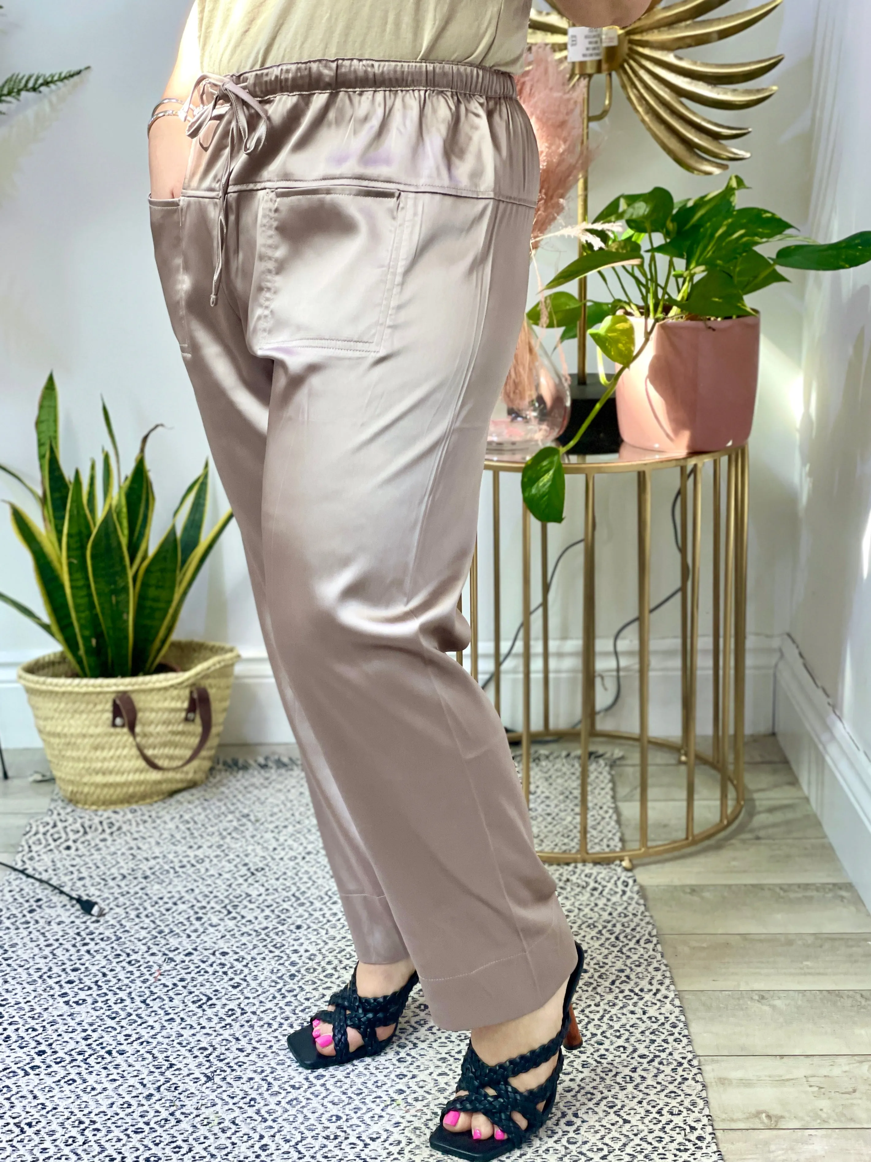 Malissa J Satin Fisherman Pocket Front Tie waist Trousers