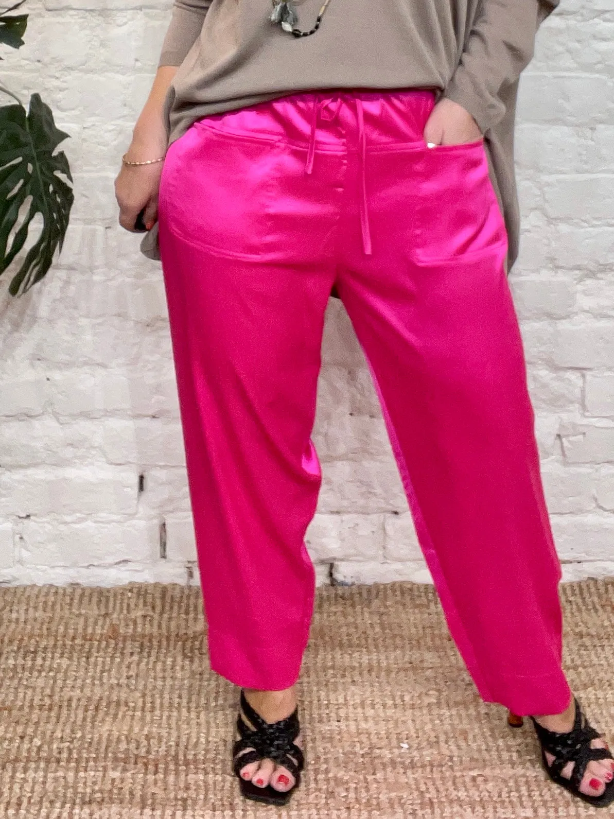 Malissa J Satin Fisherman Pocket Front Tie waist Trousers