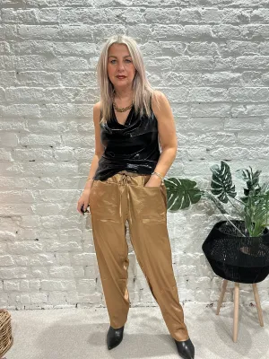 Malissa J Satin Fisherman Pocket Front Tie waist Trousers