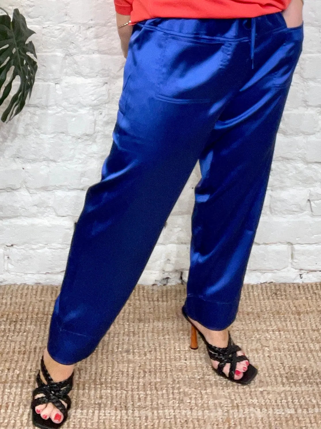 Malissa J Satin Fisherman Pocket Front Tie waist Trousers