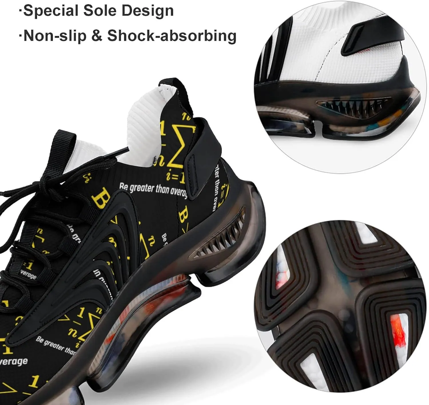 Math Be Greater Than Average Walking Shoes for Men Lightweight Tennis Fashion Elastic Sports Shoes Cushion Basketball Shoes