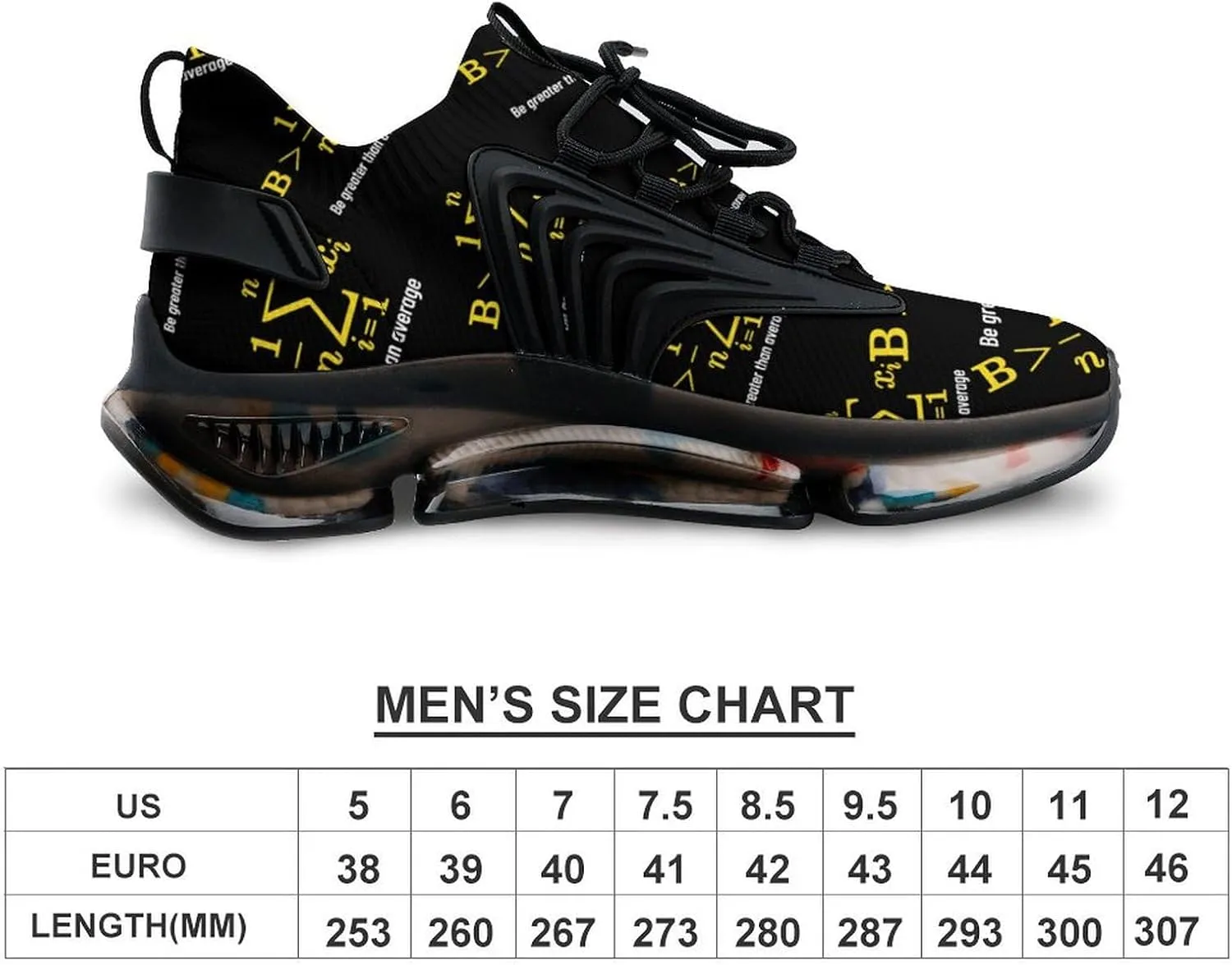 Math Be Greater Than Average Walking Shoes for Men Lightweight Tennis Fashion Elastic Sports Shoes Cushion Basketball Shoes