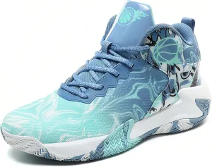 Mens Basketball Shoes Fashion Non-Slip Lightweight Breathable Outdoor Sneakers Cushioning Workout Shoes for Running Walking Sports Training Blue