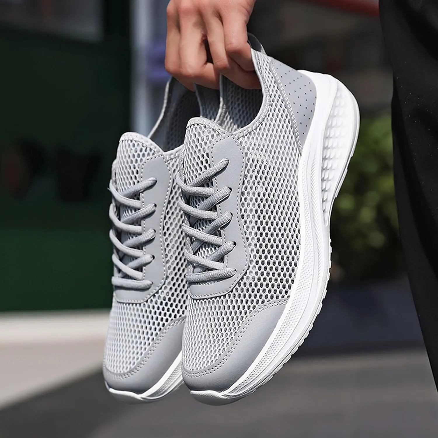 Men's Breathable Sneakers Lightweight Running Shoes for Walking Gym Tennis Casual Outdoor Sports with Slip- Sole