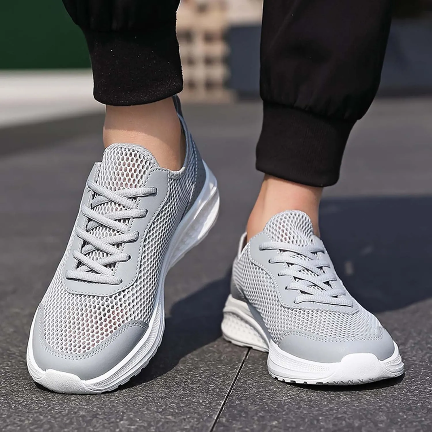Men's Breathable Sneakers Lightweight Running Shoes for Walking Gym Tennis Casual Outdoor Sports with Slip- Sole