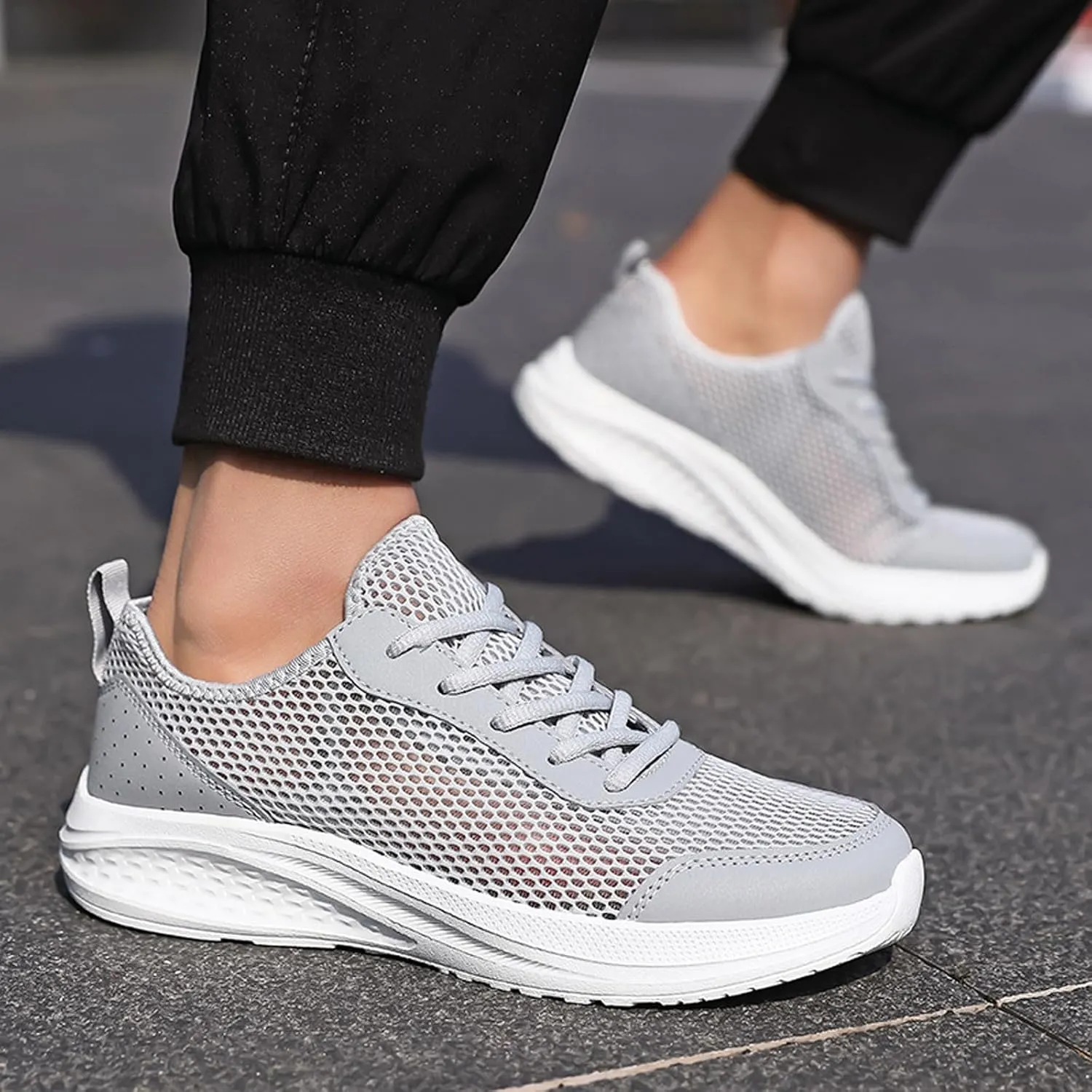 Men's Breathable Sneakers Lightweight Running Shoes for Walking Gym Tennis Casual Outdoor Sports with Slip- Sole