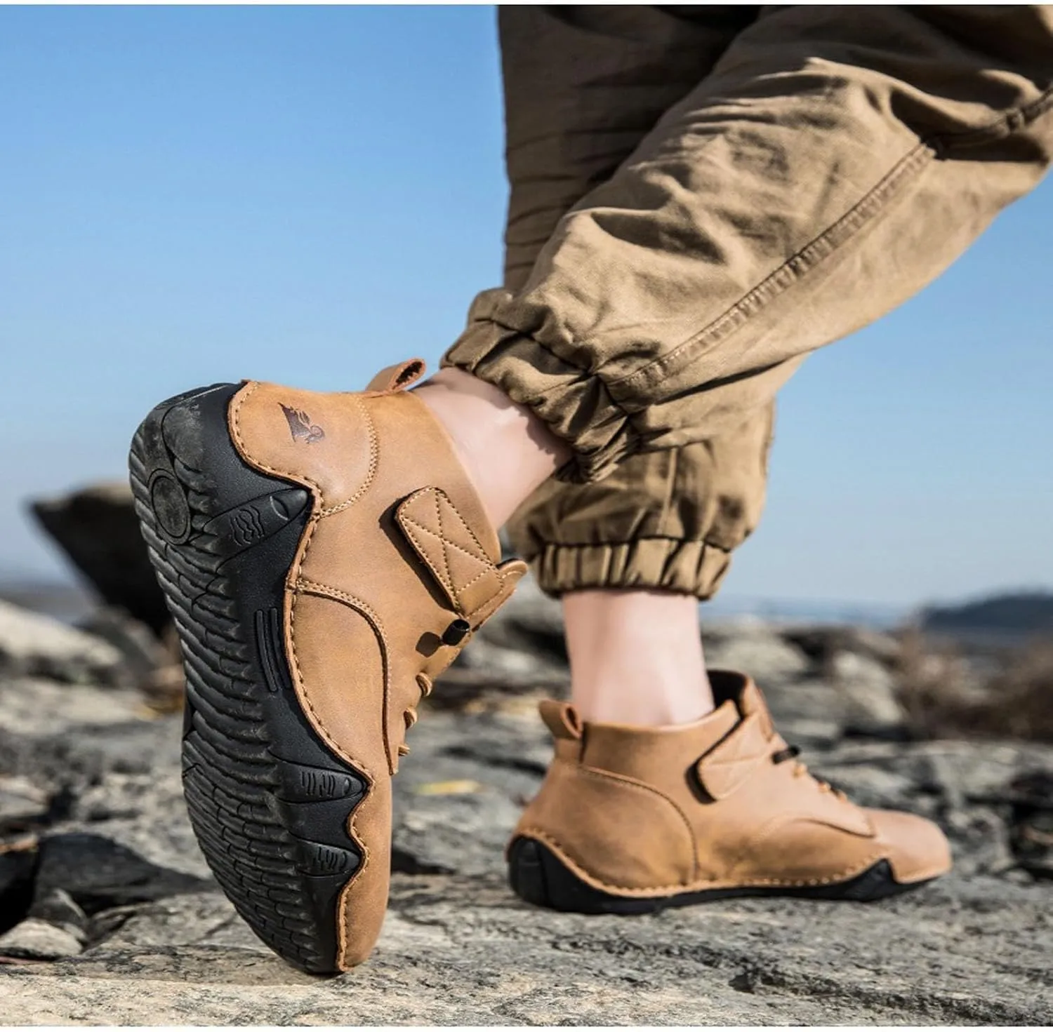 Men's Casual Boots Outdoor Comfortable Slip On Walking Shoes for Travel Dating Jeans Stylish High Top Ankle Sneakers