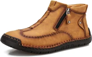 Men's Chukka Boots Handmade Casual Leather Loafers Non Slip Hiking Ankle Booties Fashion Comfortable Driving Shoes