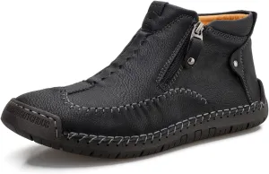 Men's Chukka Boots Handmade Casual Leather Loafers Non Slip Hiking Ankle Booties Fashion Comfortable Driving Shoes