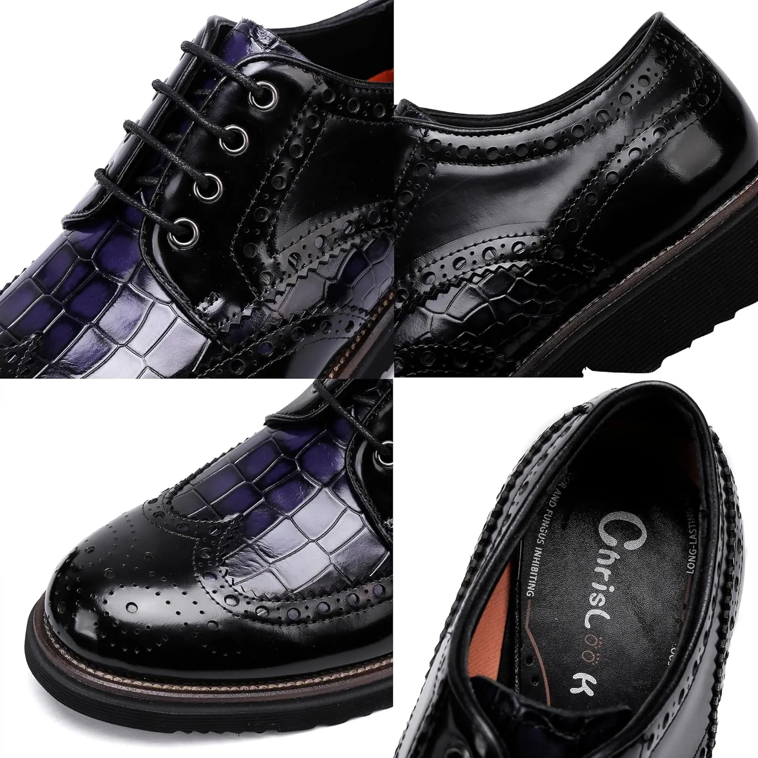 Men's Dress Shoes Genuine Leather Oxfords Luxury Formal Business Suit Shoes Wingtip Brogue Handcrafted