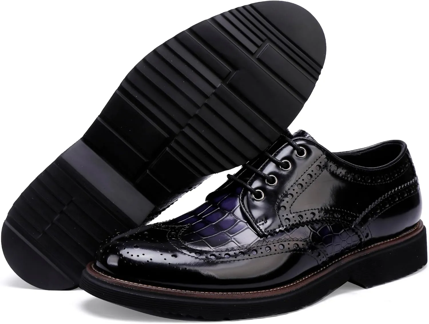 Men's Dress Shoes Genuine Leather Oxfords Luxury Formal Business Suit Shoes Wingtip Brogue Handcrafted