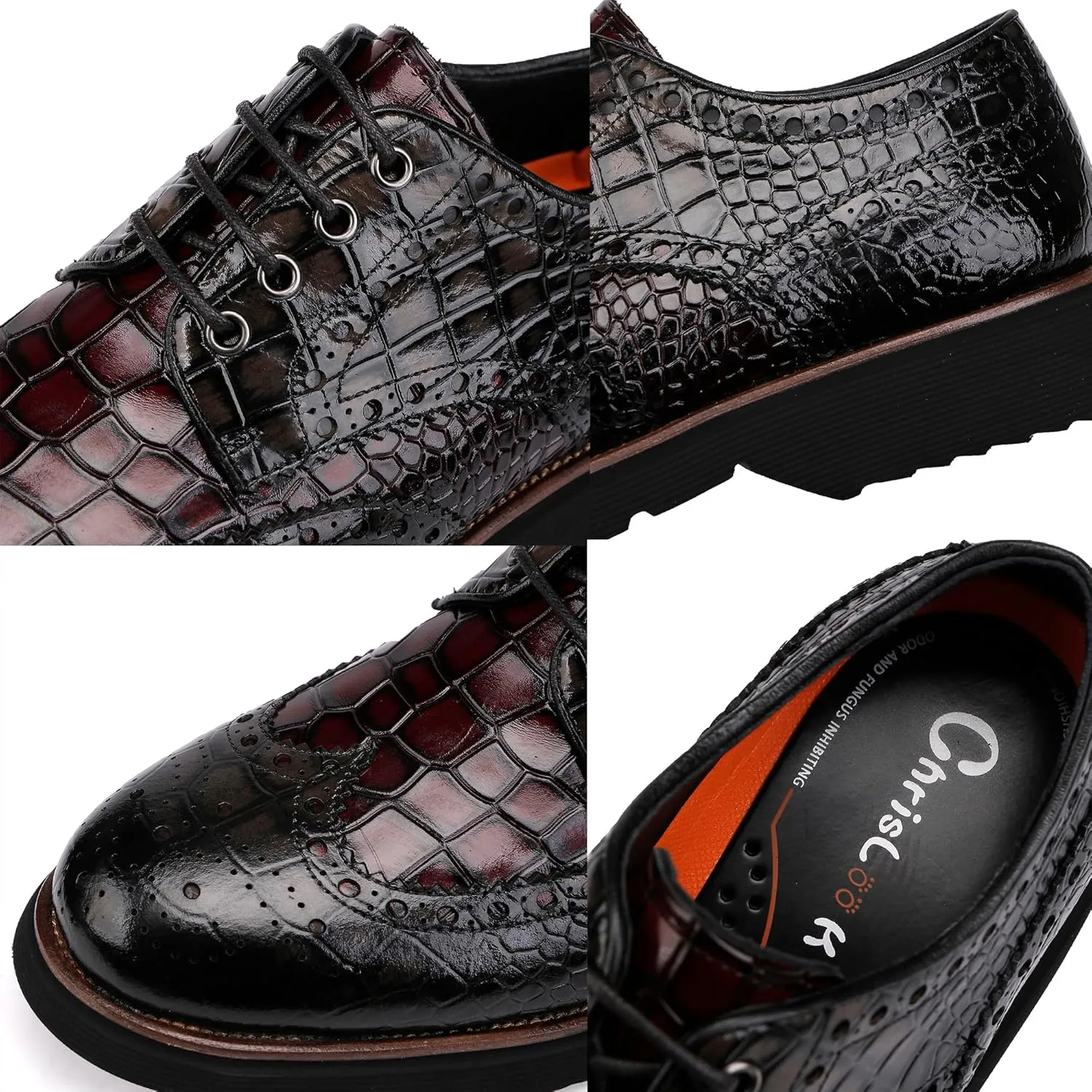 Men's Dress Shoes Genuine Leather Oxfords Luxury Formal Business Suit Shoes Wingtip Brogue Handcrafted