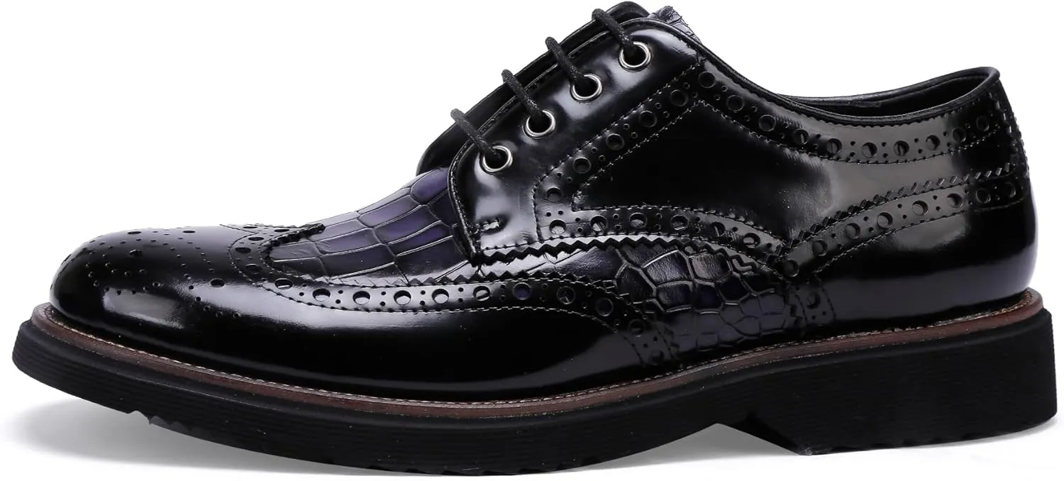 Men's Dress Shoes Genuine Leather Oxfords Luxury Formal Business Suit Shoes Wingtip Brogue Handcrafted