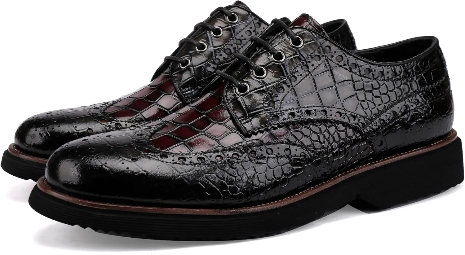 Men's Dress Shoes Genuine Leather Oxfords Luxury Formal Business Suit Shoes Wingtip Brogue Handcrafted