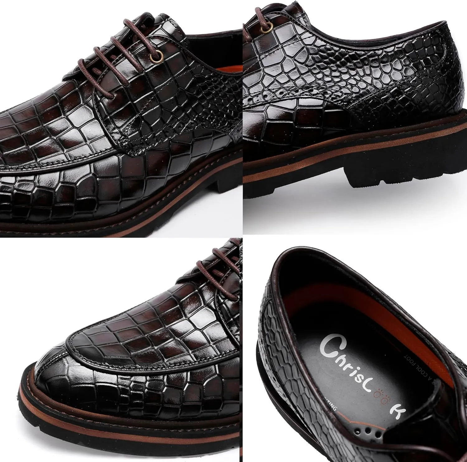Men's Dress Shoes Genuine Leather Oxfords Luxury Formal Business Suit Shoes Wingtip Brogue Handcrafted