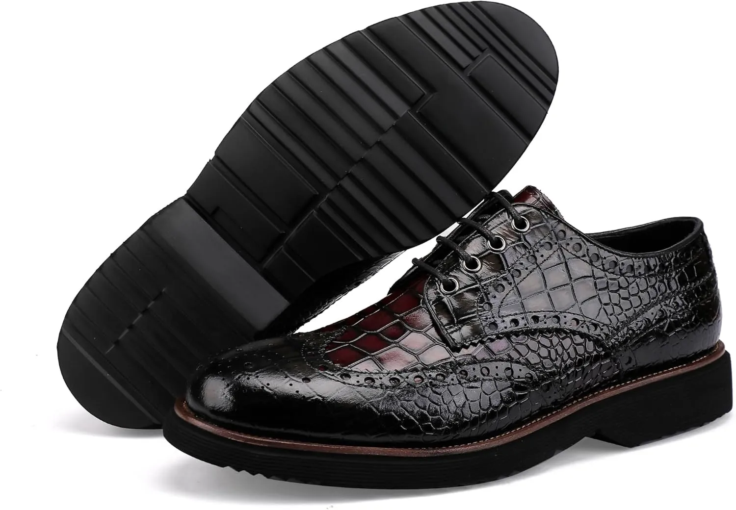 Men's Dress Shoes Genuine Leather Oxfords Luxury Formal Business Suit Shoes Wingtip Brogue Handcrafted