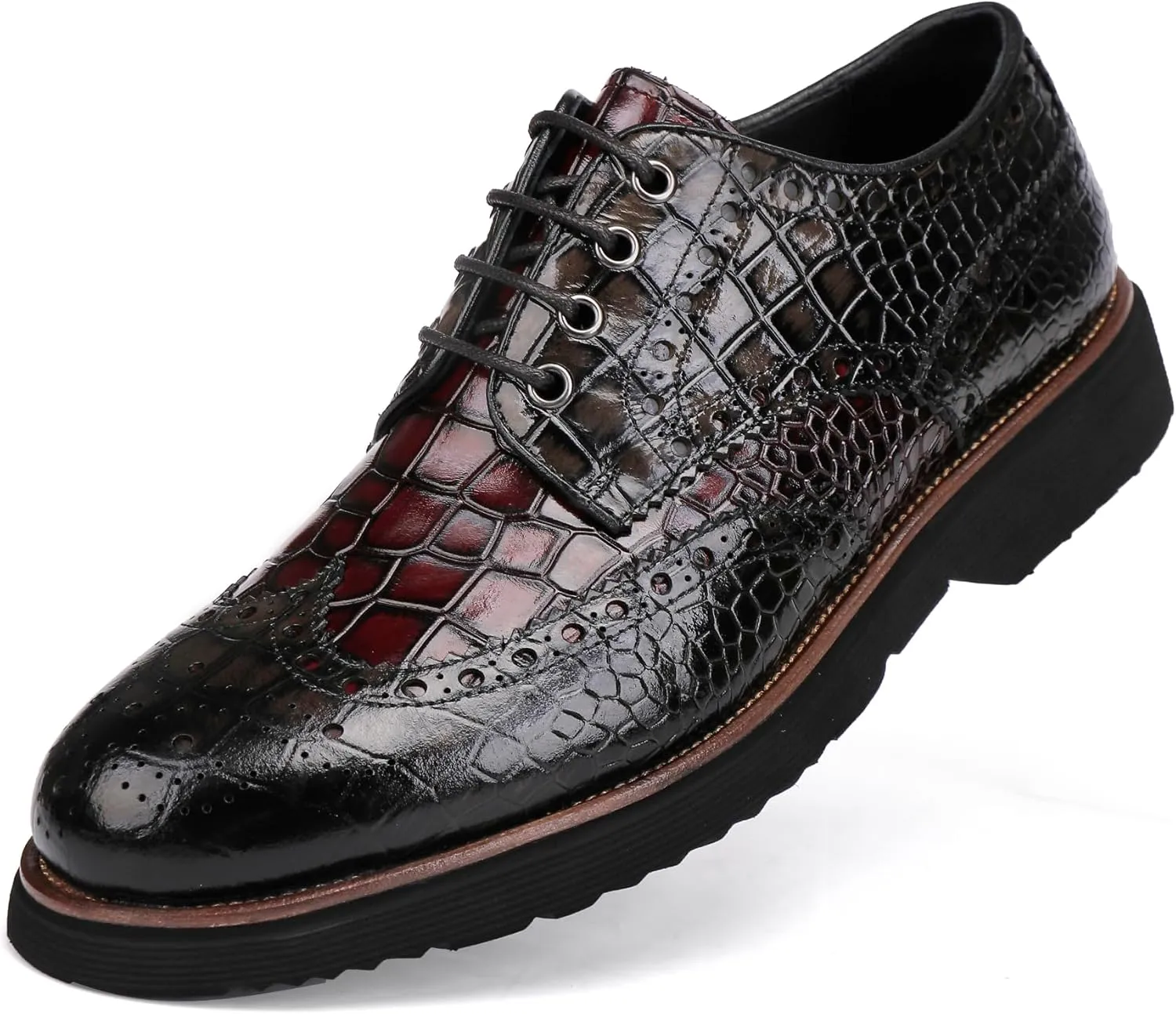 Men's Dress Shoes Genuine Leather Oxfords Luxury Formal Business Suit Shoes Wingtip Brogue Handcrafted