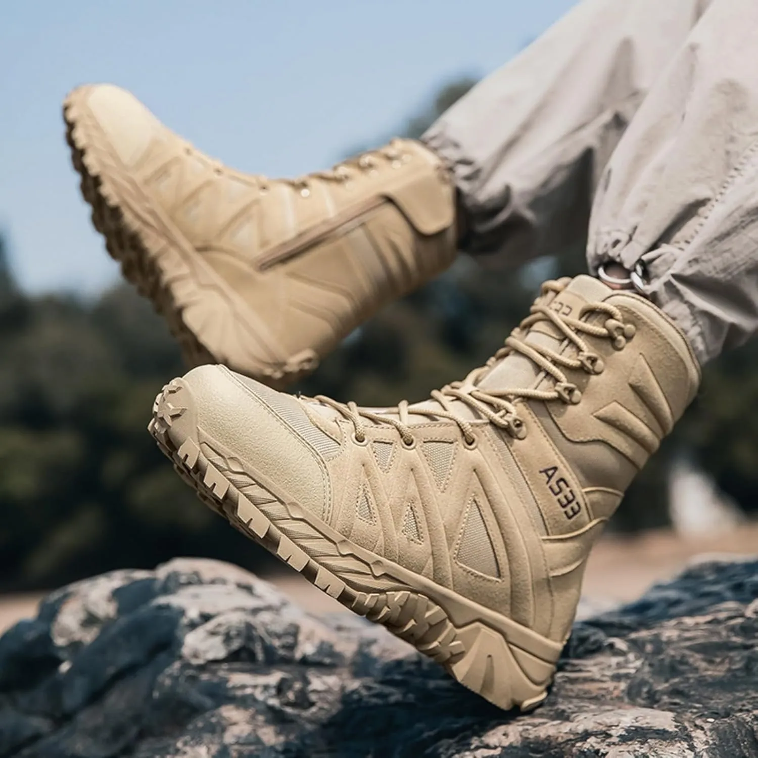 Men's Hiking Boots Outdoor: Trekking Shoes with Zipper