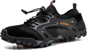 Men's Hiking Shoes, Wading Shoes, Hiking, Outdoor, Rock Climbing, Hollow, Breathable (Color : Black, Size : 10.5)