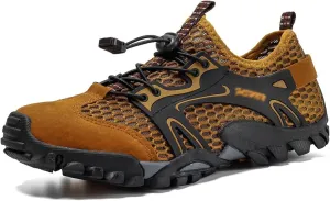 Men's Hiking Shoes, Wading Shoes, Hiking, Outdoor, Rock Climbing, Hollow, Breathable (Color : Brown, Size : 9)