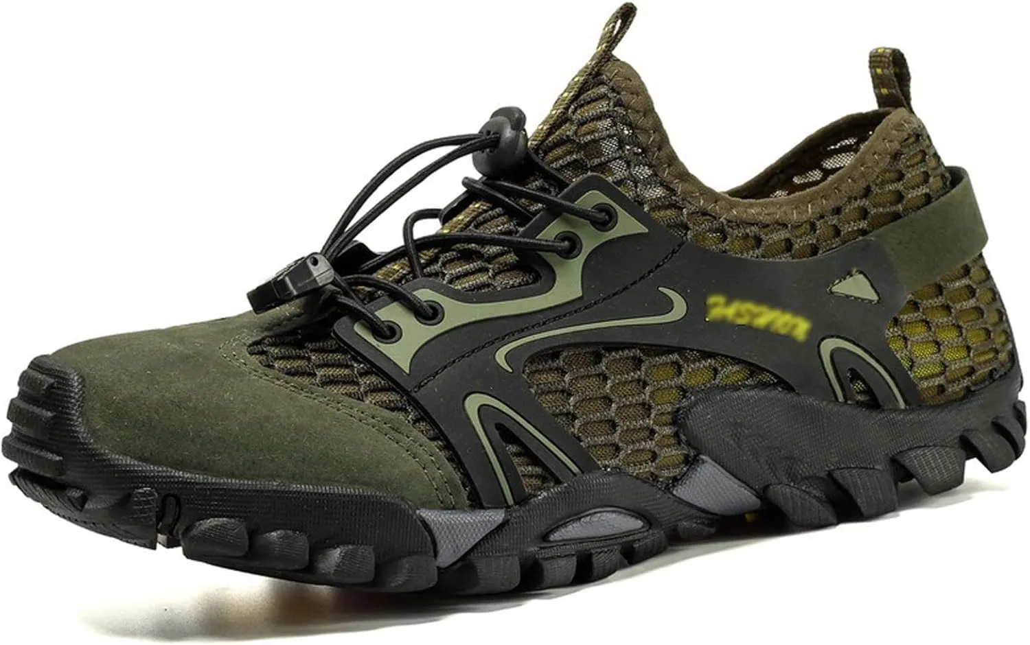 Men's Hiking Shoes, Wading Shoes, Hiking, Outdoor, Rock Climbing, Hollow, Breathable (Color : Green, Size : 7.5)