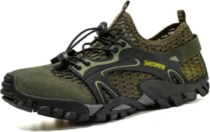 Men's Hiking Shoes, Wading Shoes, Hiking, Outdoor, Rock Climbing, Hollow, Breathable (Color : Green, Size : 7)
