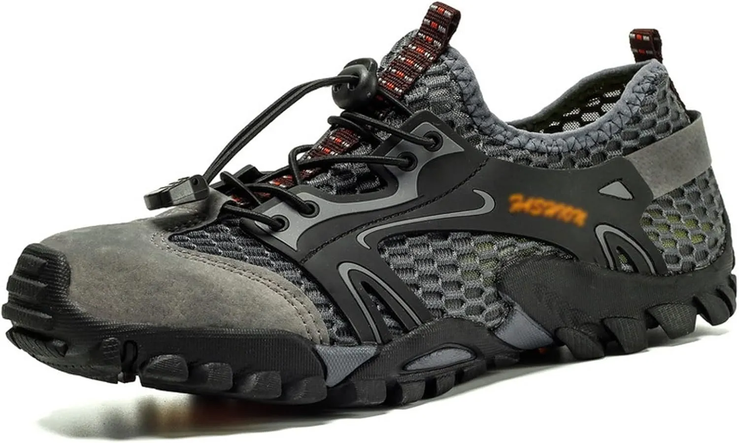 Men's Hiking Shoes, Wading Shoes, Hiking, Outdoor, Rock Climbing, Hollow, Breathable (Color : Gris, Size : 7.5)