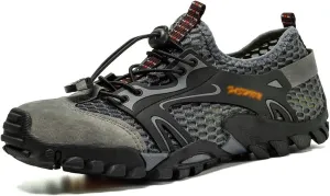 Men's Hiking Shoes, Wading Shoes, Hiking, Outdoor, Rock Climbing, Hollow, Breathable (Color : Gris, Size : 7)