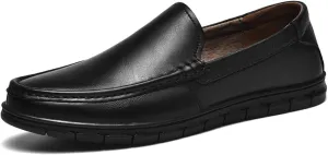 Men's Leather Slip-On Loafers Comfortable Non Slip Leather Shoes for Business Attire Lightweight Classic Fashion Breathable Driving Loafers
