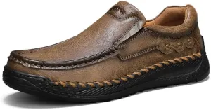 Mens Loafers Slip-on Casual Leather Shoes Flat Soft Driving Shoes for Men