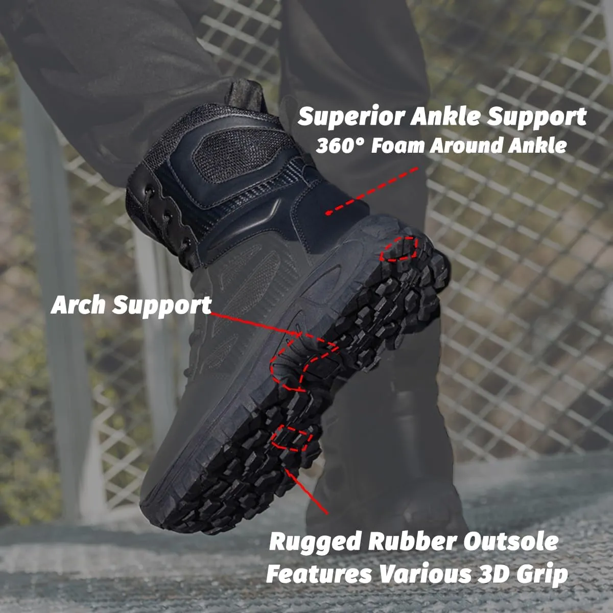 Men's Military Tactical Boots: Combat Hiking Shoes Lightweight