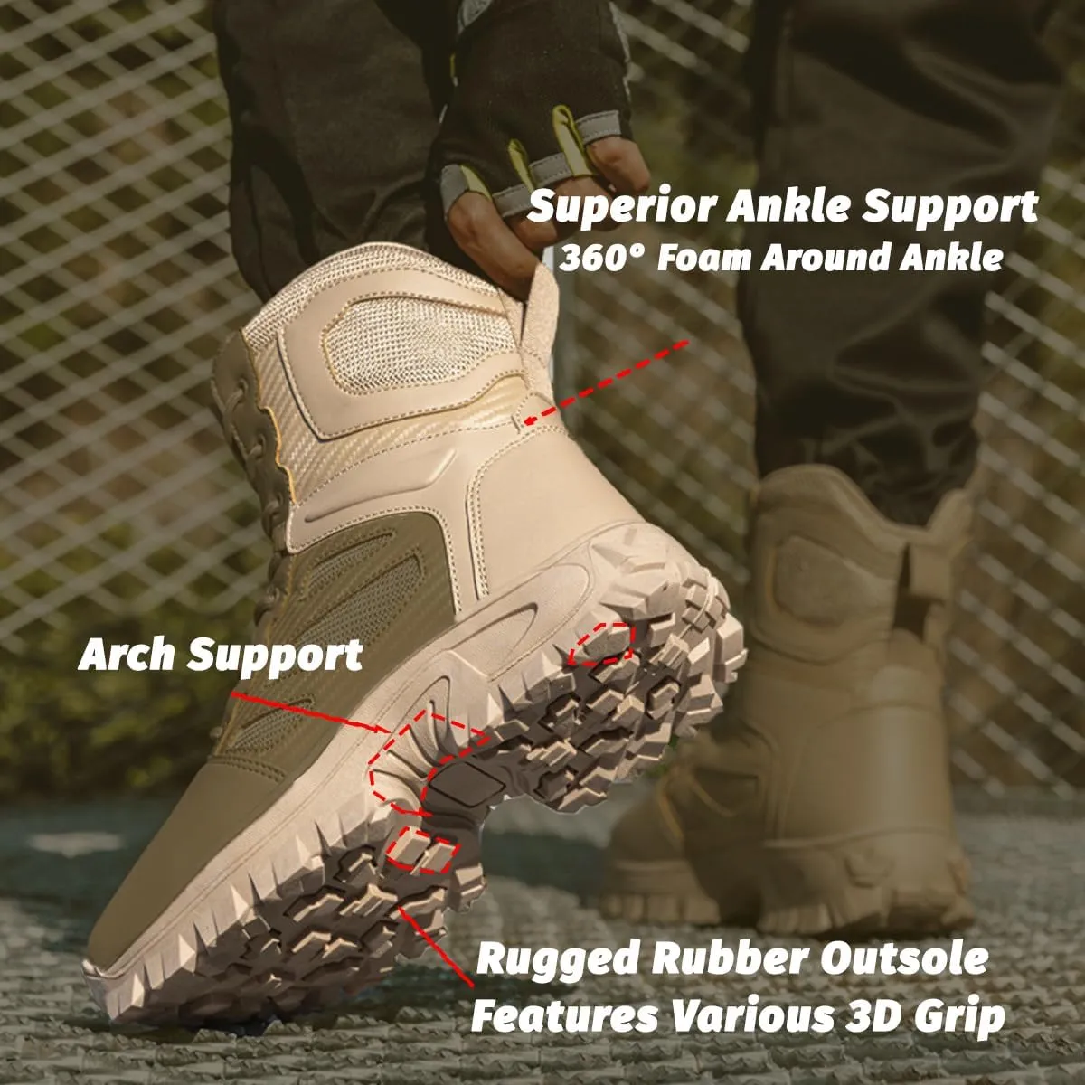 Men's Military Tactical Boots: Combat Hiking Shoes Lightweight