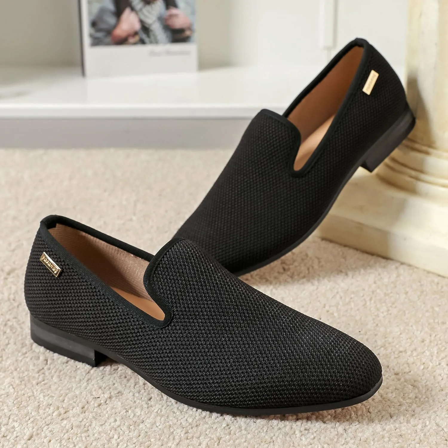 Men's Orange Loafers, Casual Slip-On Shoes, Mesh Upper & Insole, Round Toe, Moderate Cushioning, Spring/Summer