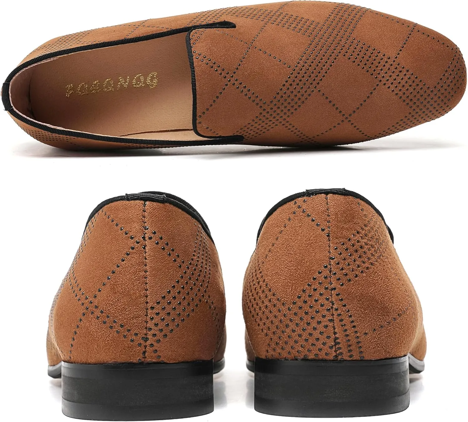 Men's Orange Loafers, Casual Slip-On Shoes, Mesh Upper & Insole, Round Toe, Moderate Cushioning, Spring/Summer