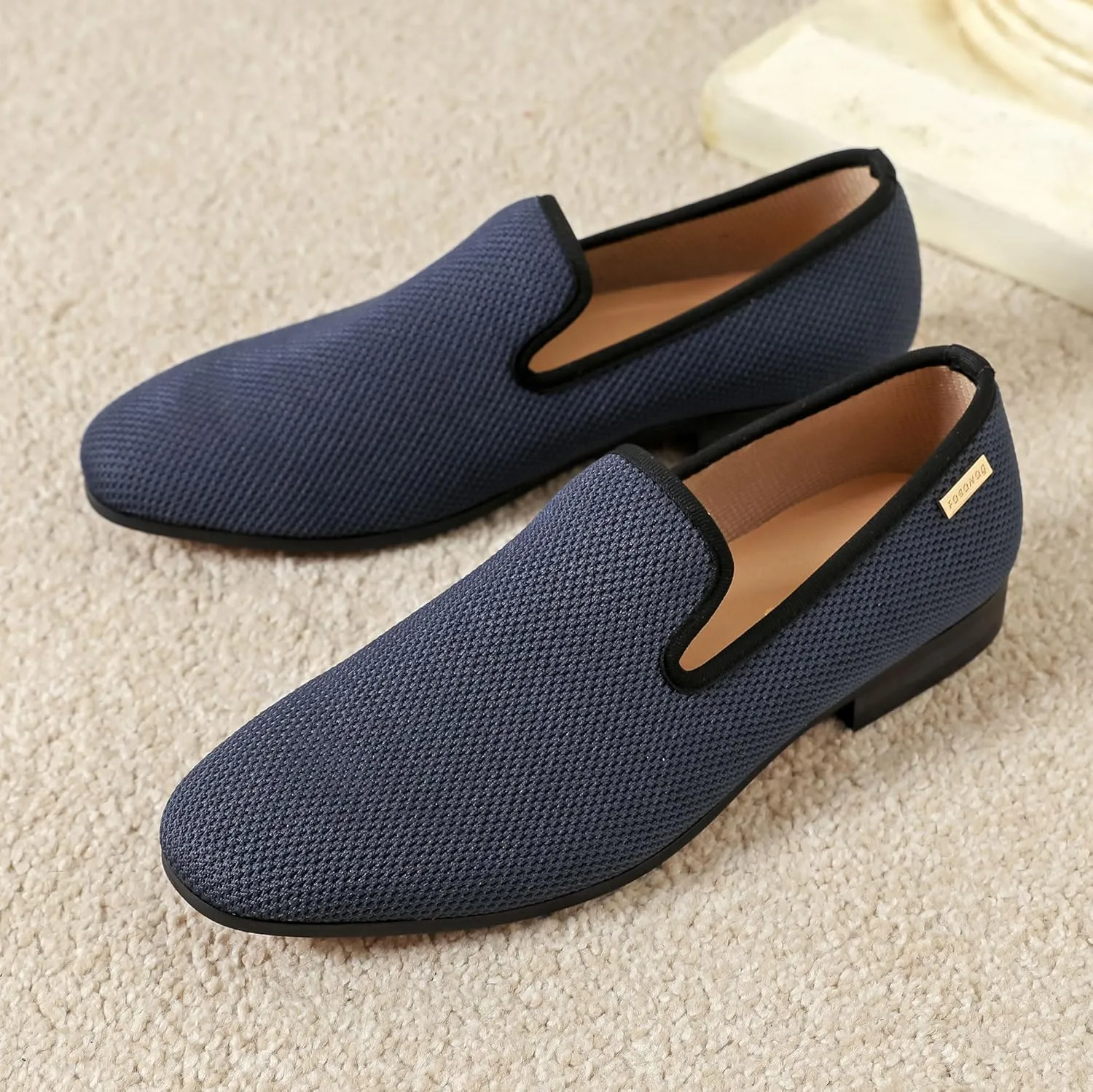Men's Orange Loafers, Casual Slip-On Shoes, Mesh Upper & Insole, Round Toe, Moderate Cushioning, Spring/Summer