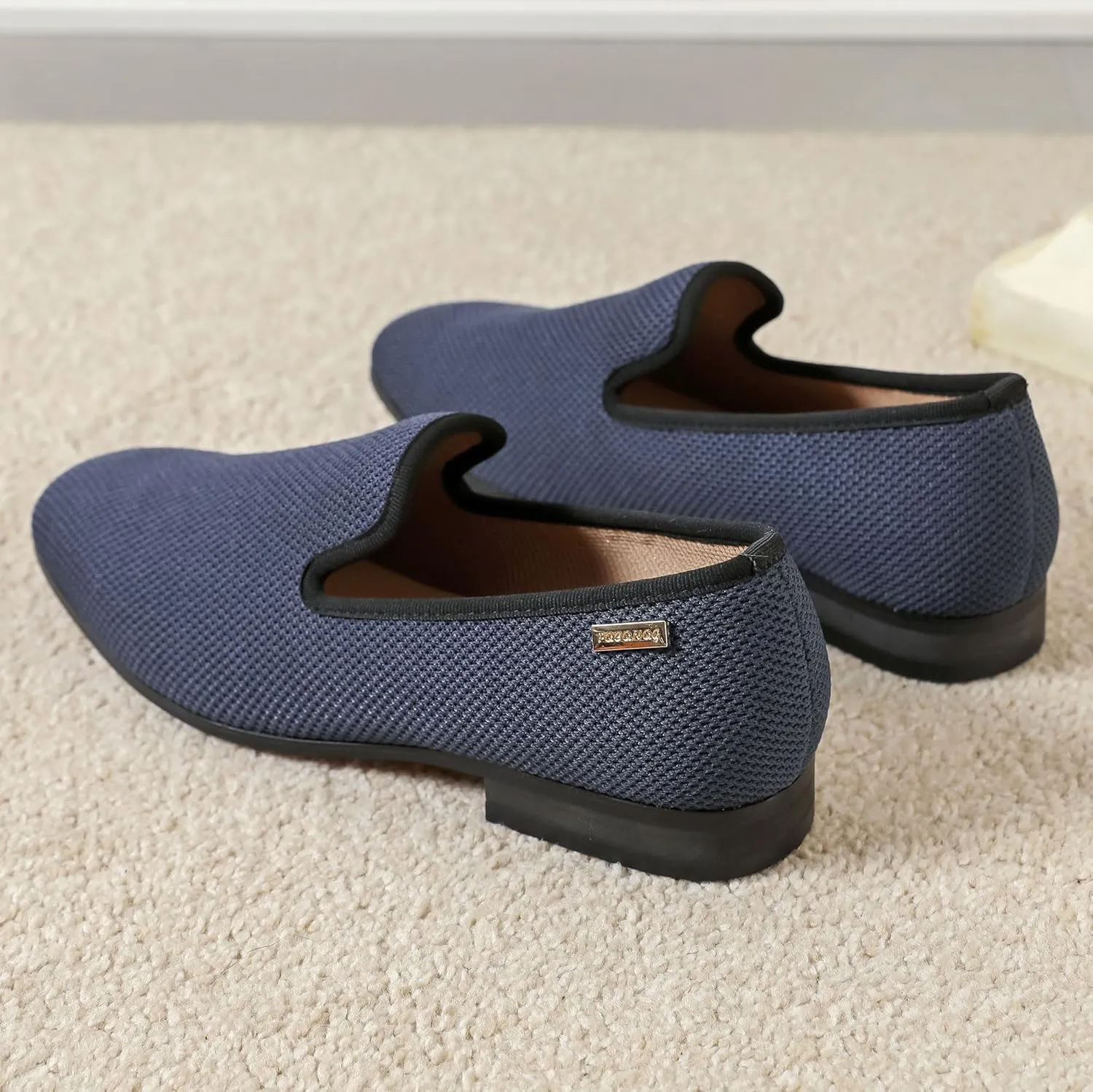 Men's Orange Loafers, Casual Slip-On Shoes, Mesh Upper & Insole, Round Toe, Moderate Cushioning, Spring/Summer