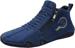 Men's Sneakers New Spring and Men's Leather Shoes Korean Fashion Zipper Short Boots Shoe