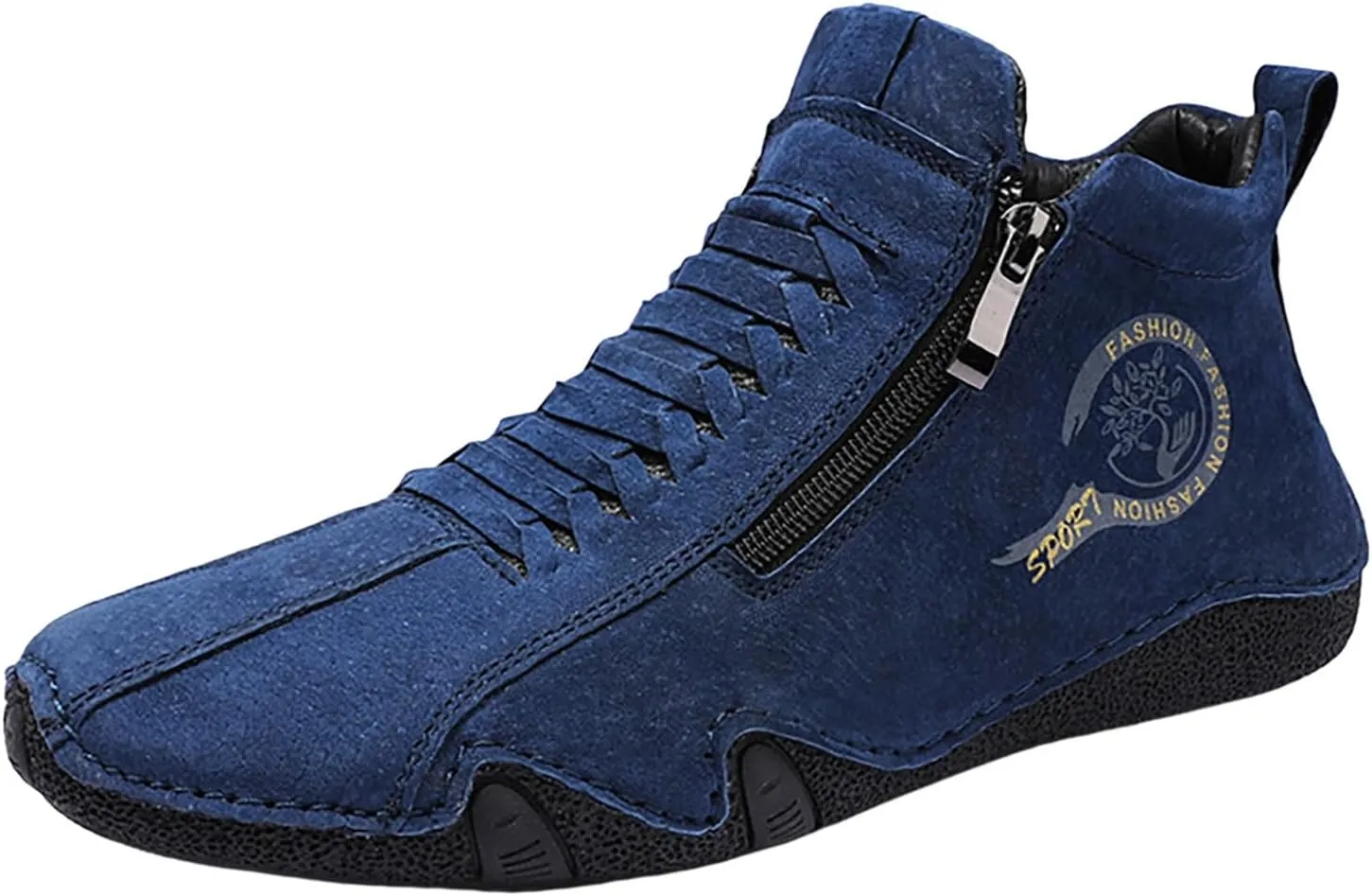 Men's Sneakers New Spring and Men's Leather Shoes Korean Fashion Zipper Short Boots Shoe