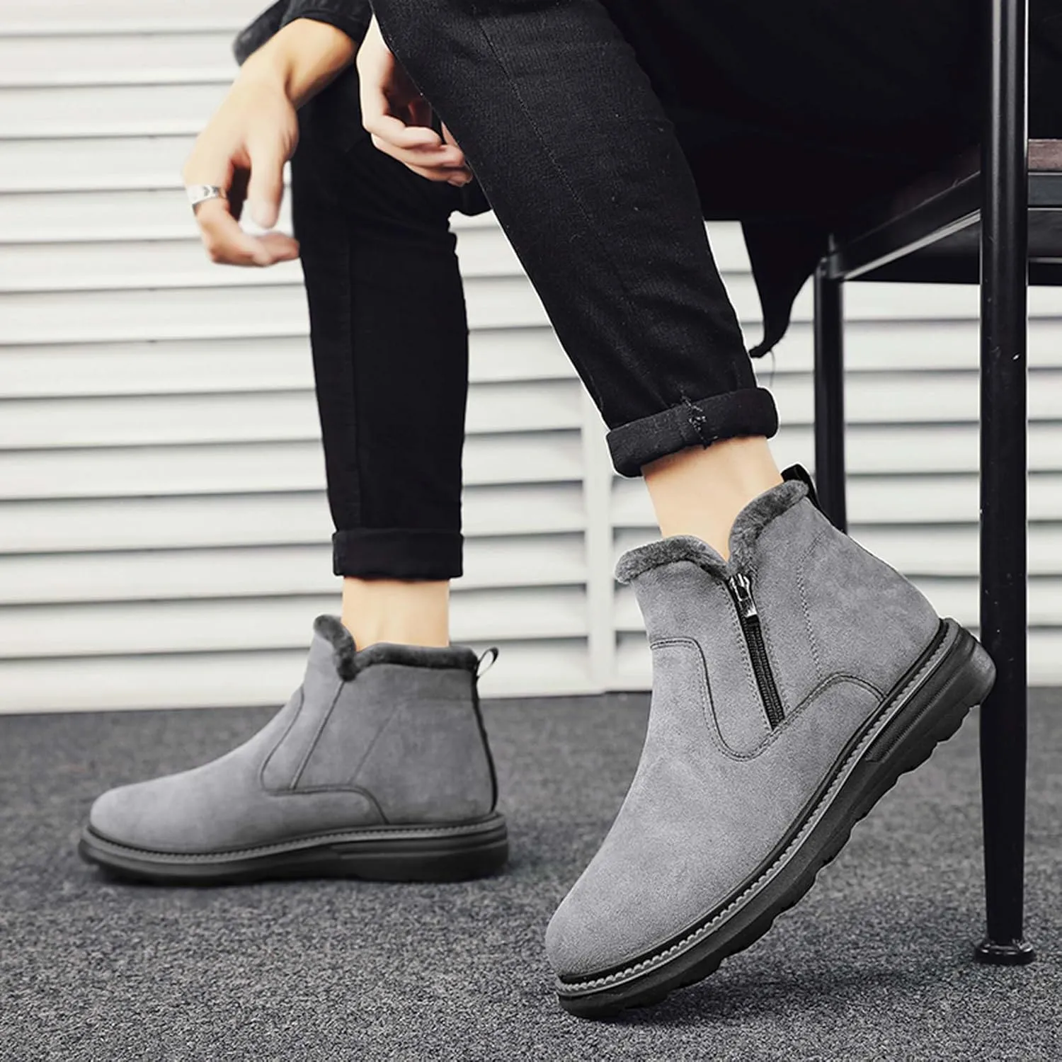 Men's Snow Boots - Winter Hiking Boots - Outdoor Non-Slip Casual Walking Sneakers